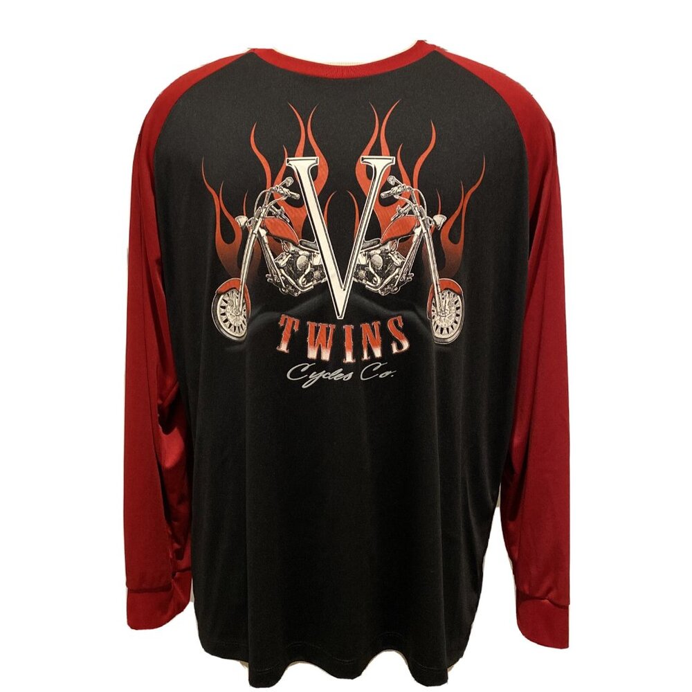 Men's Motorcycle V Twins Cycles Long Sleeve Performance Shirt Sz 2XL Solar Gear